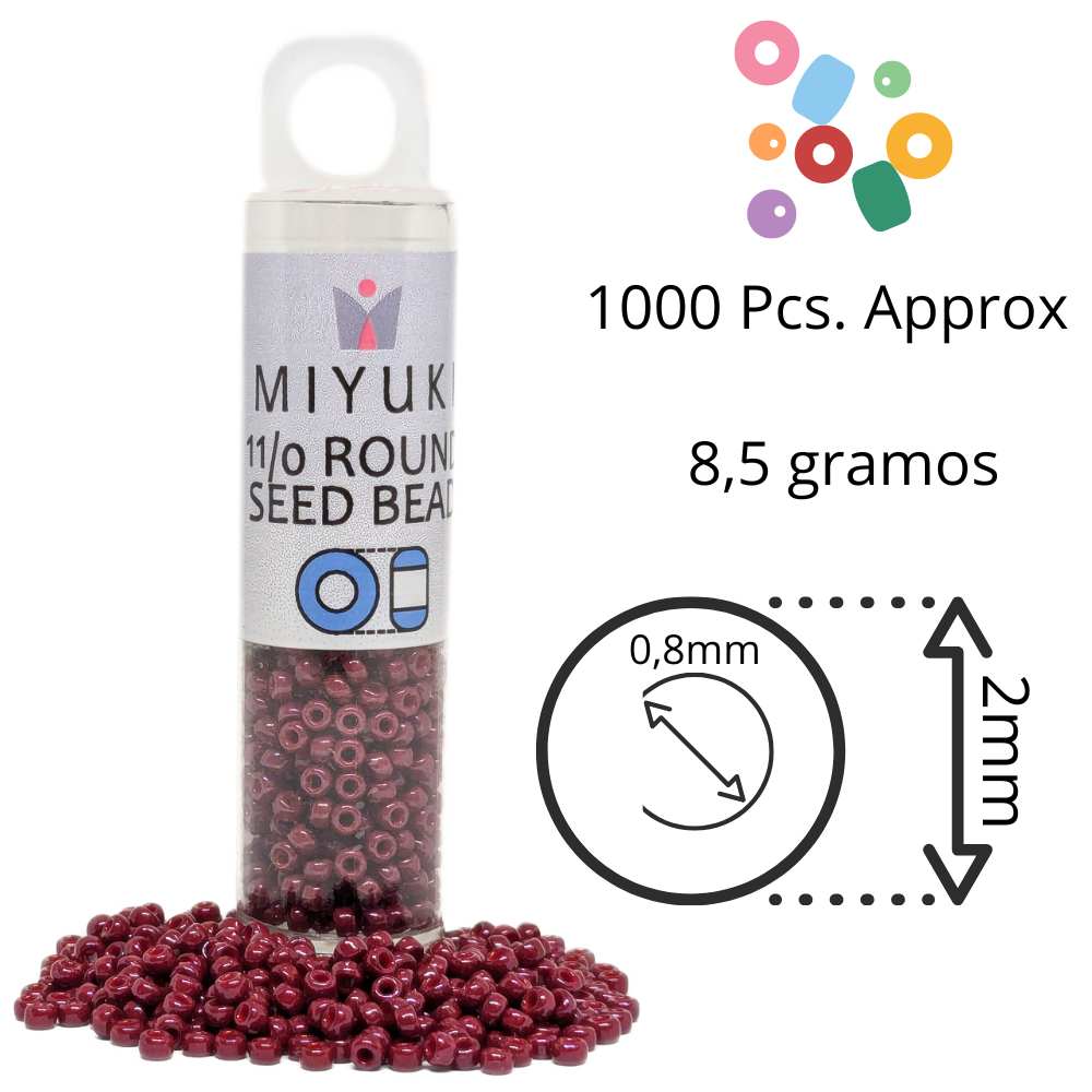 Miyuki Seed Beads Tube 11/0 "Dyed Opaque Maroon" Color 1464