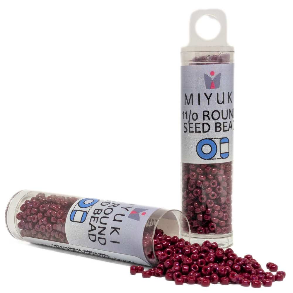 Miyuki Seed Beads Tube 11/0 "Dyed Opaque Maroon" Color 1464