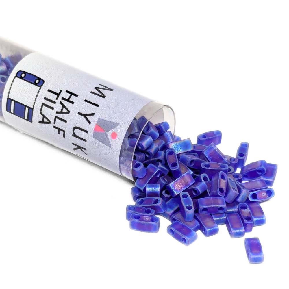 TLH-151FR Tubo de Miyuki Half-Tila - Matte Transparent Cobalt AB - Comprar abalorios Miyuki half-tila 