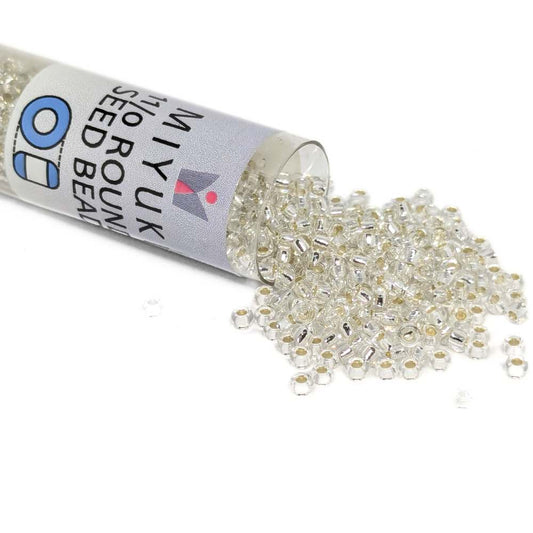 Tubo Rocallas Miyuki 11/0 "Crystal Silver Lined" Color 1  - Miyukilandia