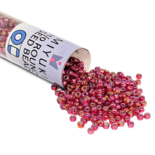 Tubo Rocallas Miyuki 11/0 "Silver Lined Flame Red AB" Color 1010  - Miyukilandia