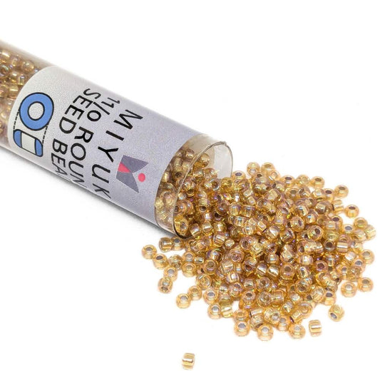 Tubo Rocallas Miyuki 11/0 "Silver Lined Gold AB" Color 1003  - Miyukilandia