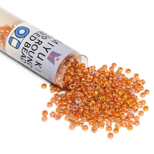 Tubo Rocallas Miyuki 11/0 "Silver Lined Orange AB" Color 1008  - Miyukilandia