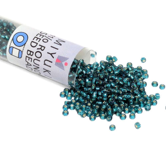 Tubo Rocallas Miyuki 11/0 "Silver Lined Teal" Color 1424  - Miyukilandia