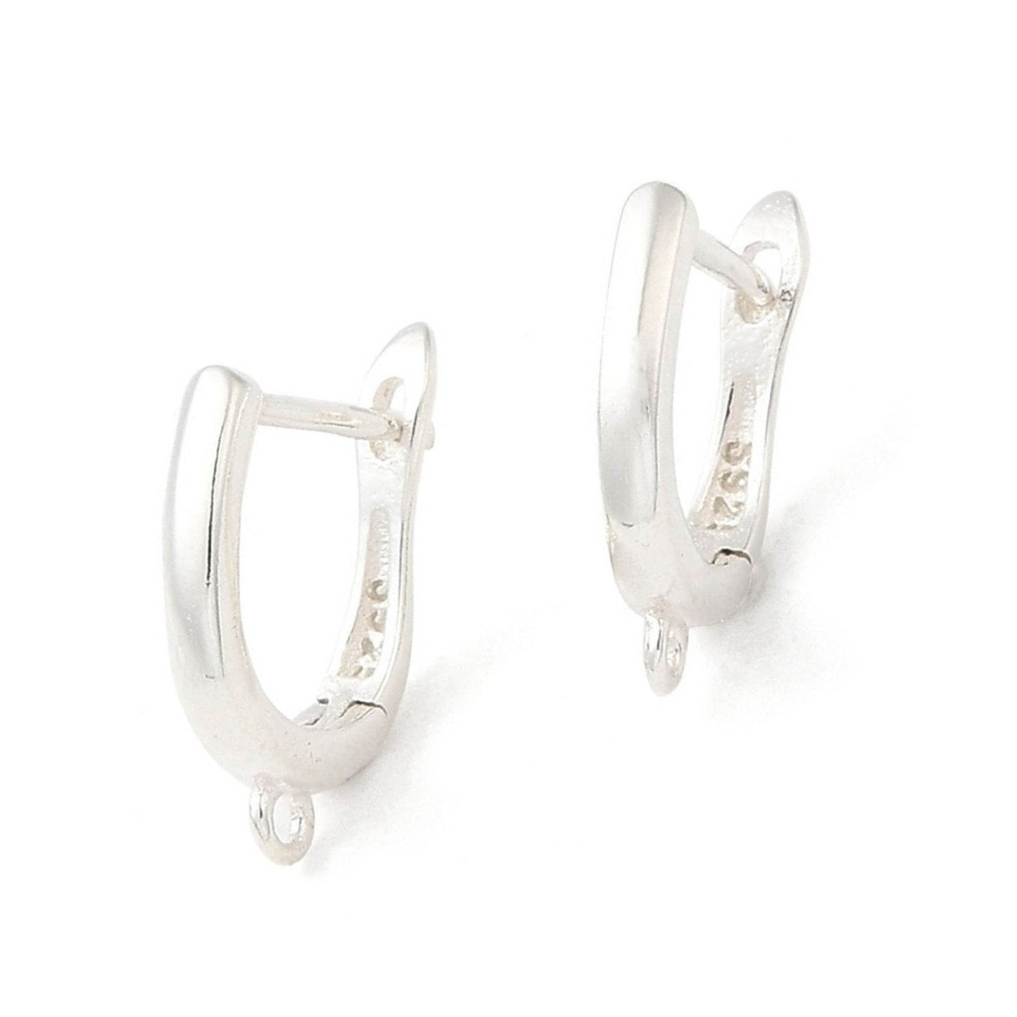 Pendientes en plata de ley 925 tipo aro con pestillo y bucle