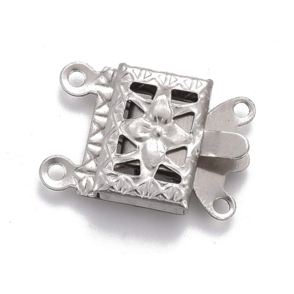 Cierre a enganche en acero inoxidable - 4 anillas 15x10x3mm Silver