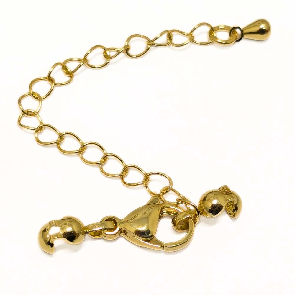 Cierre Mosqueton con tapanudos y cadena 42mm Latón Chapado en Oro 24k