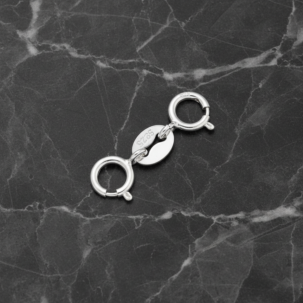 Cierre spring ring doble de plata S925 vista detallada