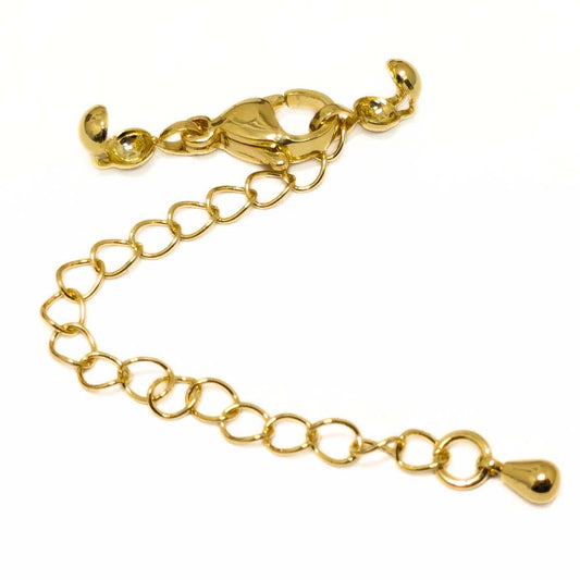 Cierre Mosqueton con tapanudos y cadena 42mm Latón Chapado en Oro 24k