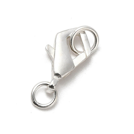 Cierre Mosquetón en Plata de Ley 925 con Anillas – 11 mm