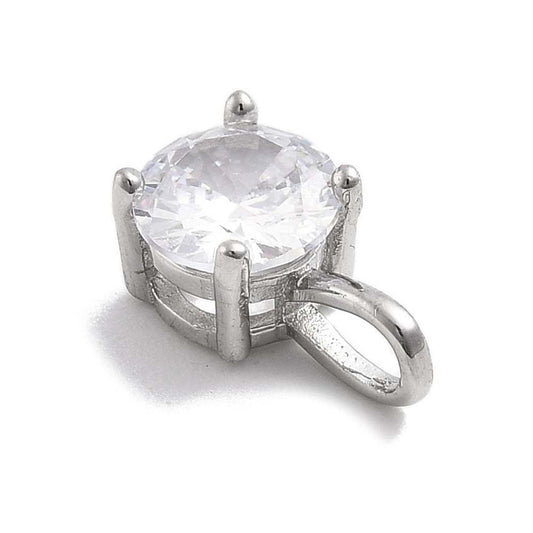 Charm redondo en plata 925 con circonita brillante