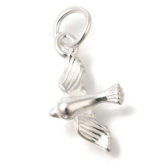 Colgante de pájaro en plata de ley 925 con anilla para pulseras o collares