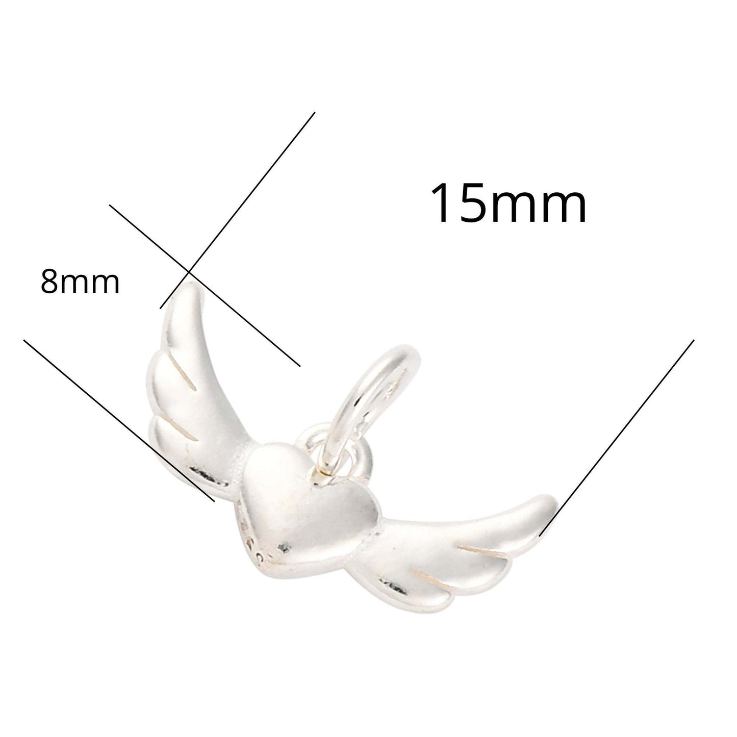 Colgante de corazón con alas plata 925 con sello de autenticidad