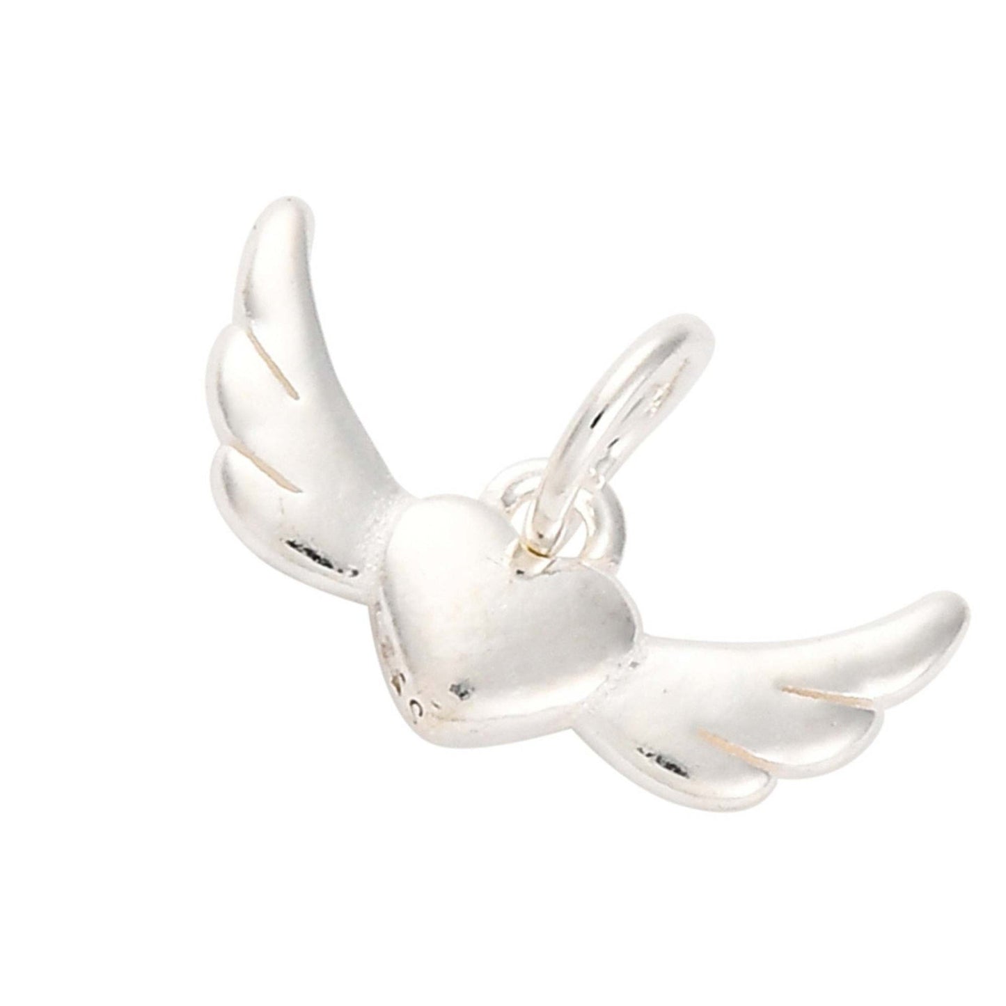 Colgante corazón con alas en plata de ley 925 con anilla de unión