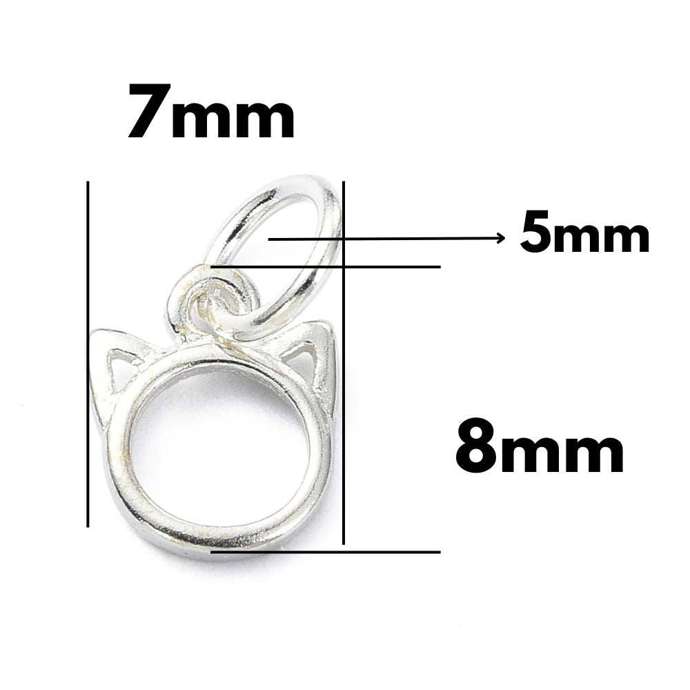 Colgante Gato en Plata de Ley 925 con Anilla – 7x8mm