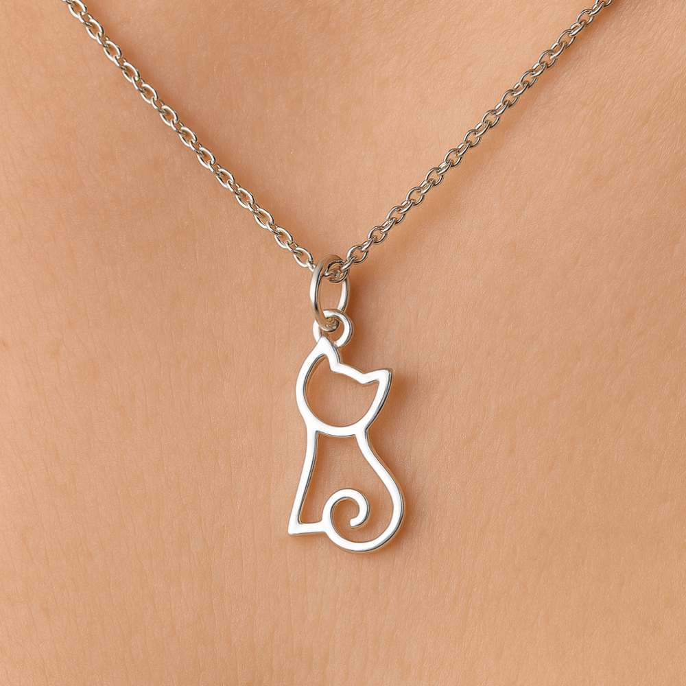 colgante gato en plata de ley 925 