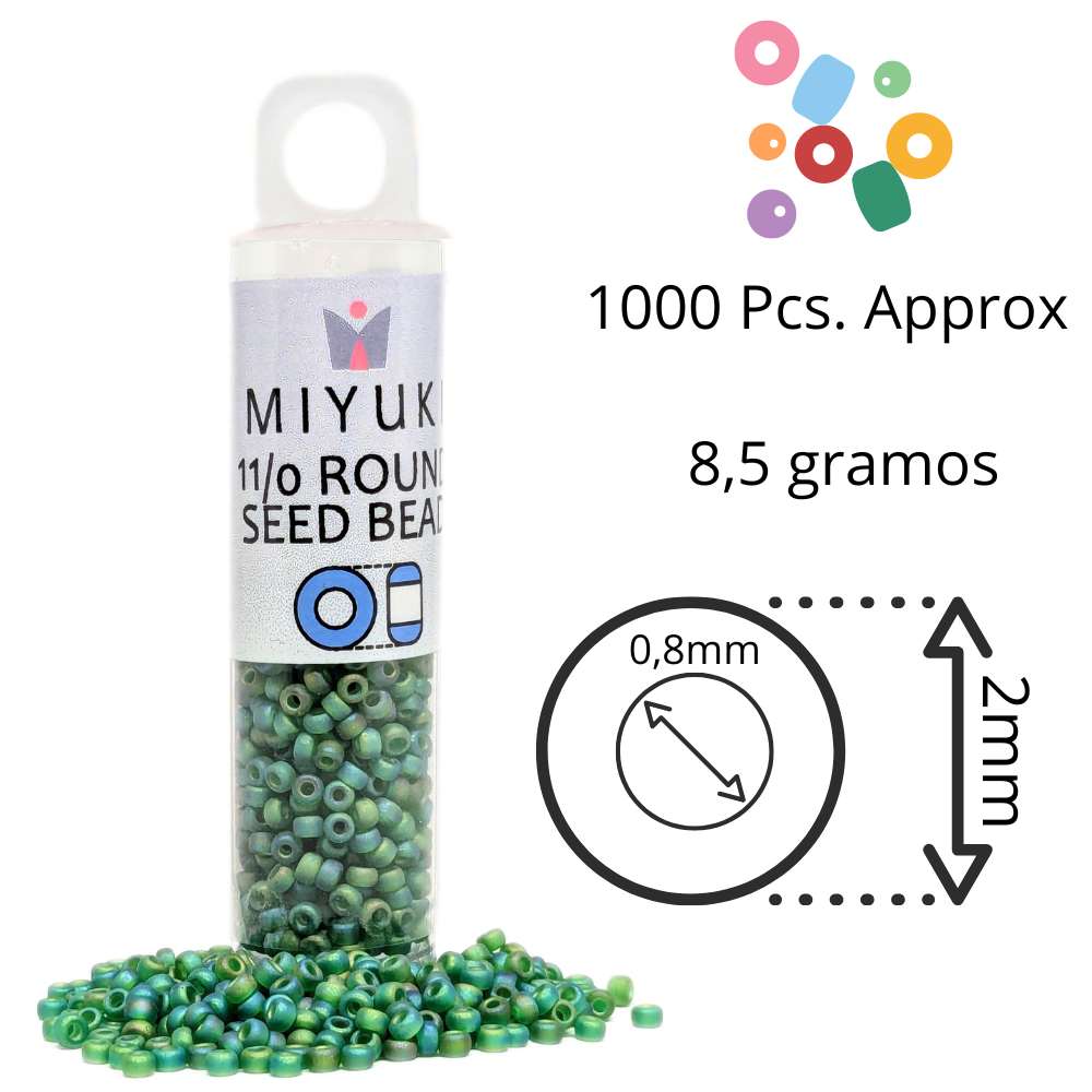 Miyuki Seed Beads Tube 11/0 "Matte Transparent Green AB" Color 146FR