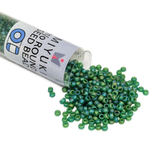 Miyuki Seed Beads Tube 11/0 "Matte Transparent Green AB" Color 146FR