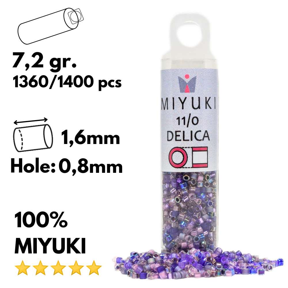 DB-MIX01 Miyuki Delica Tubo 11/0 Lilla Mix 7.2gr