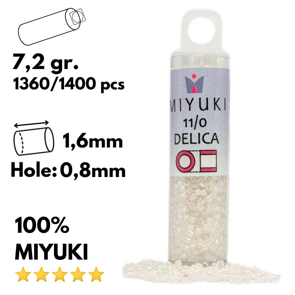 DB0052 Miyuki Delica Tube 11/0 Off White AB 7.2gr