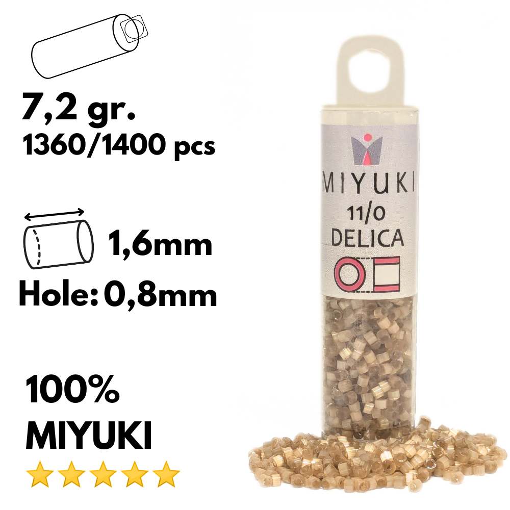 DB1802 Tubo Miyuki Delica 11/0 Tingido Shell Seda Cetim 7,2gr