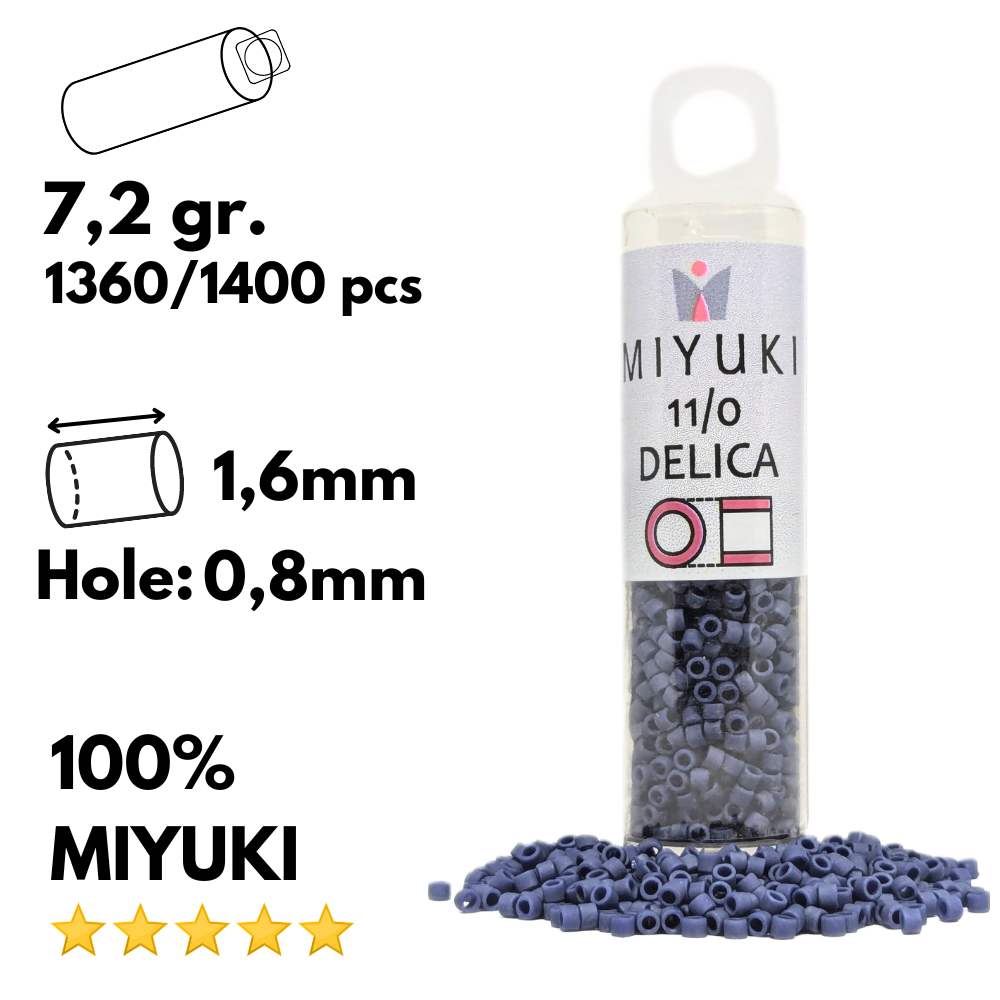 DB0377 Miyuki Delica Tube 11/0 Matte Metallic Dark Gray Blue 7.2gr