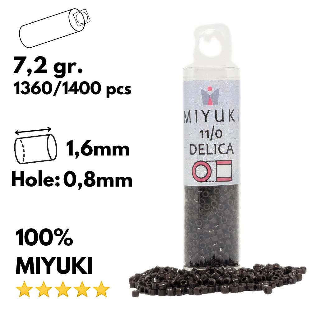 DB0734 Miyuki Delica Tubo 11/0 Marrom Chocolate Opaco 7,2gr