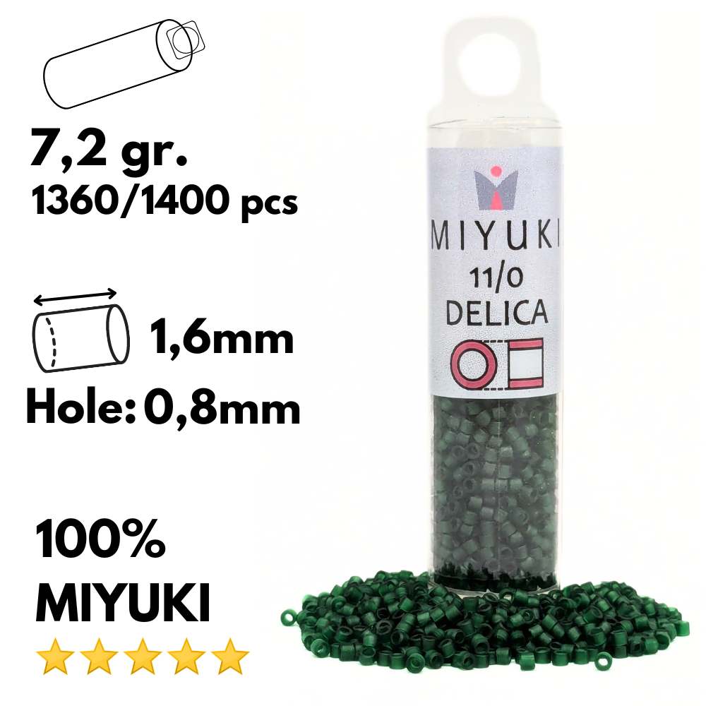 DB0767 Miyuki Delica Tube 11/0 Matte Forest Green 7.2gr.