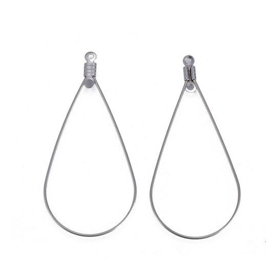 Ganchos para pendientes de acero inoxidable con forma de gota