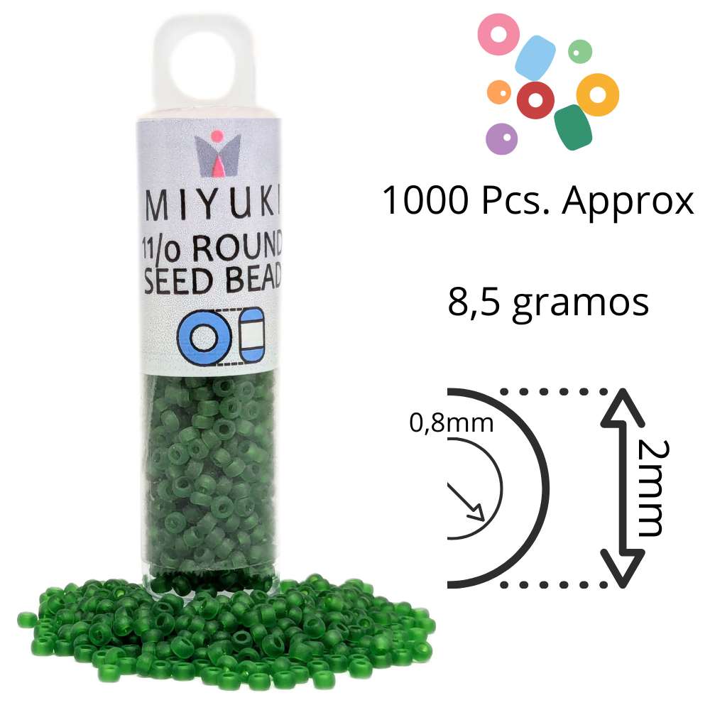 Tubo di perline di semi Miyuki 11/0 "Verde trasparente opaco" Colore 146F