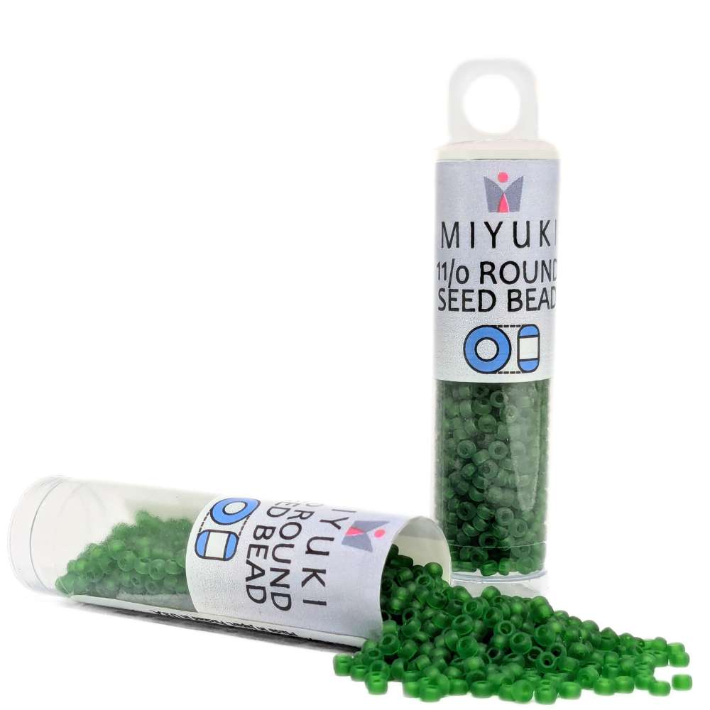 Tubo di perline di semi Miyuki 11/0 "Verde trasparente opaco" Colore 146F