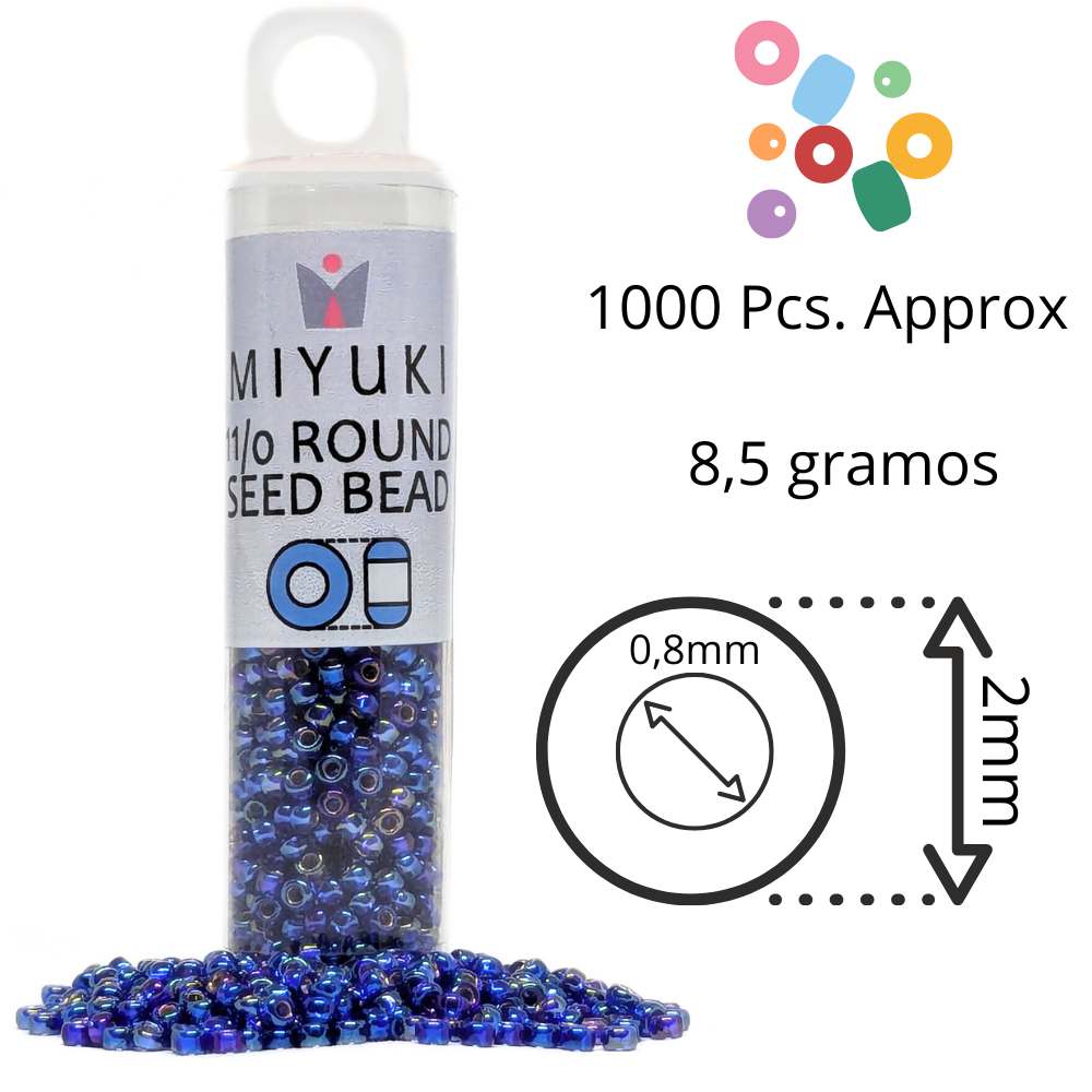 Miyuki Seed Beads Tube 11/0 "Silver Lined Cobalt AB" Color 1020