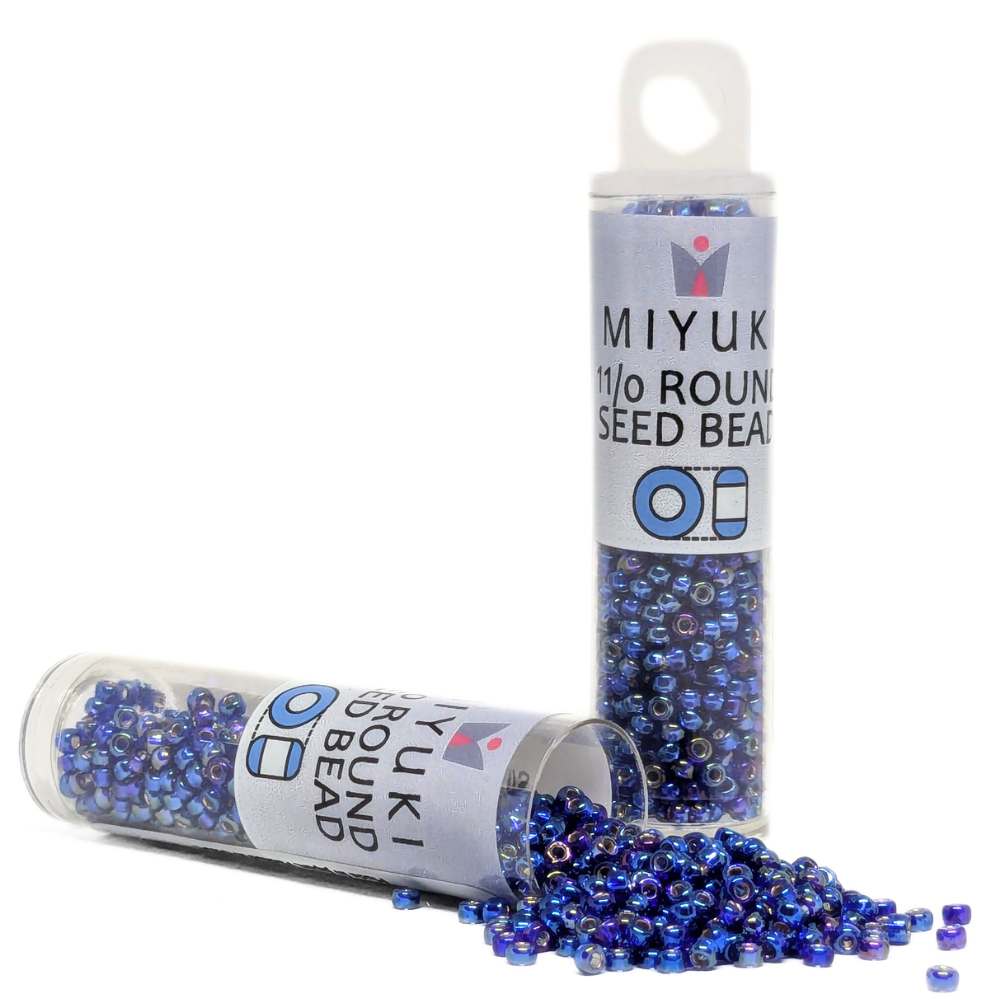 Miyuki Seed Beads Tube 11/0 "Silver Lined Cobalt AB" Color 1020