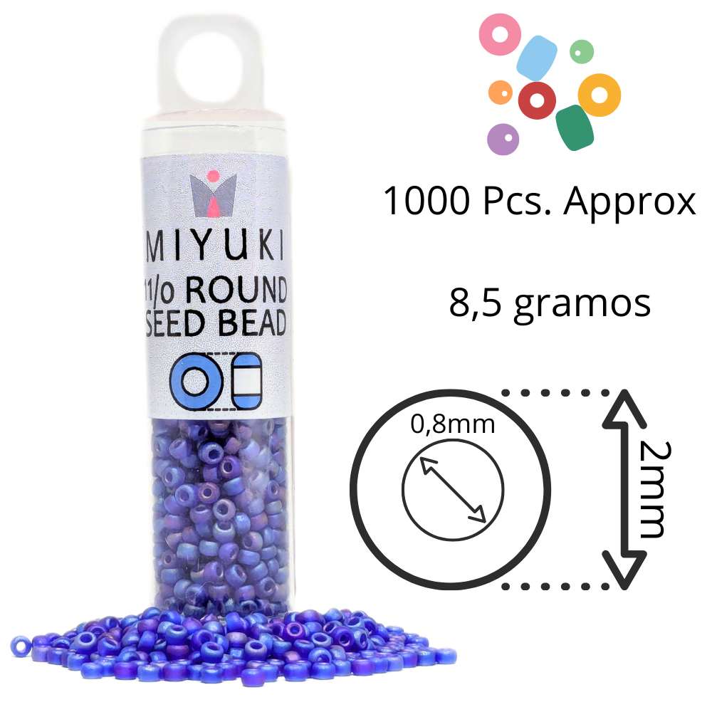 Miyuki Seed Beads Tube 11/0 "Matte Transparent Cobalt AB" Color 151FR