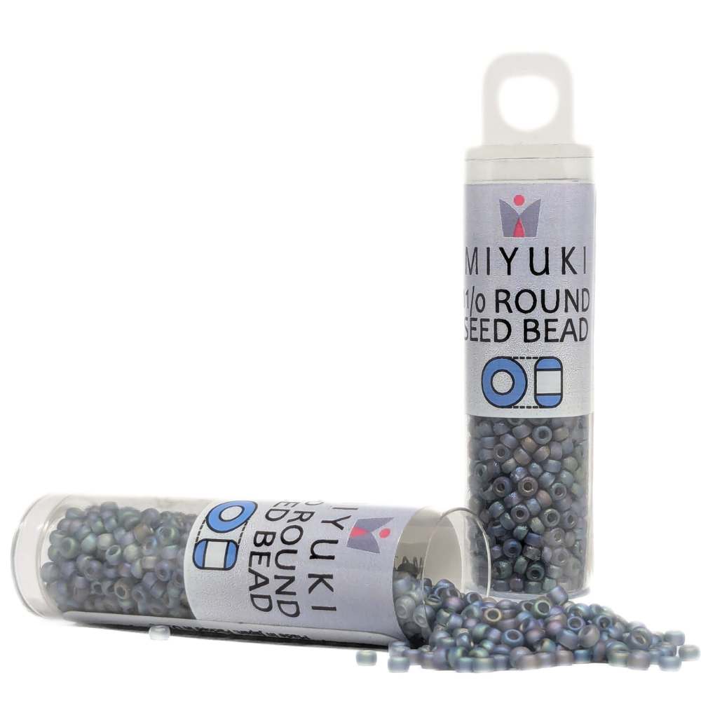 Miyuki Seed Beads Tube 11/0 "Matte Transparent Gray AB" Color 152FR