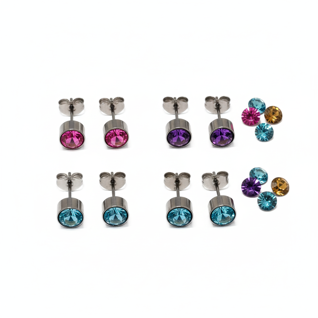 Pendientes con cristales en tonos pastel