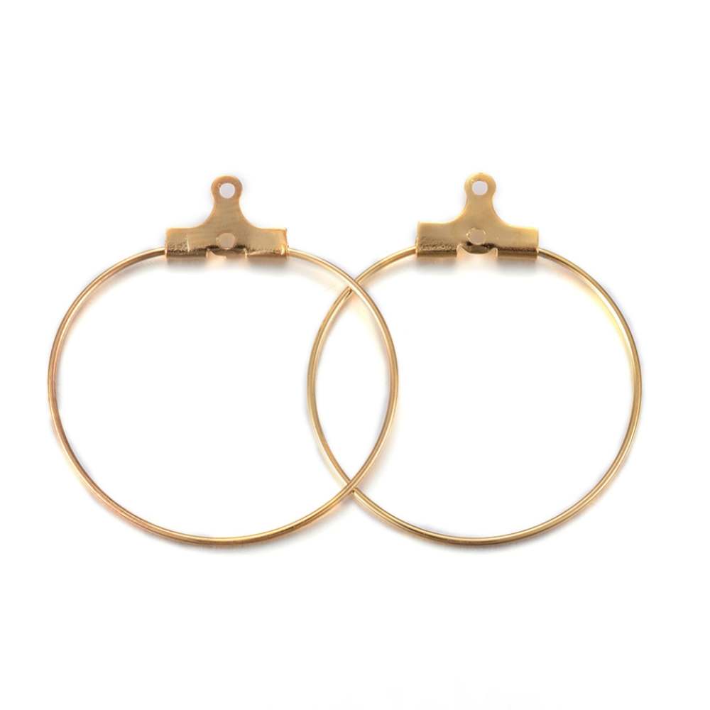 Colgante aro de acero inoxidable 304 bañado en oro 18K para pendientes