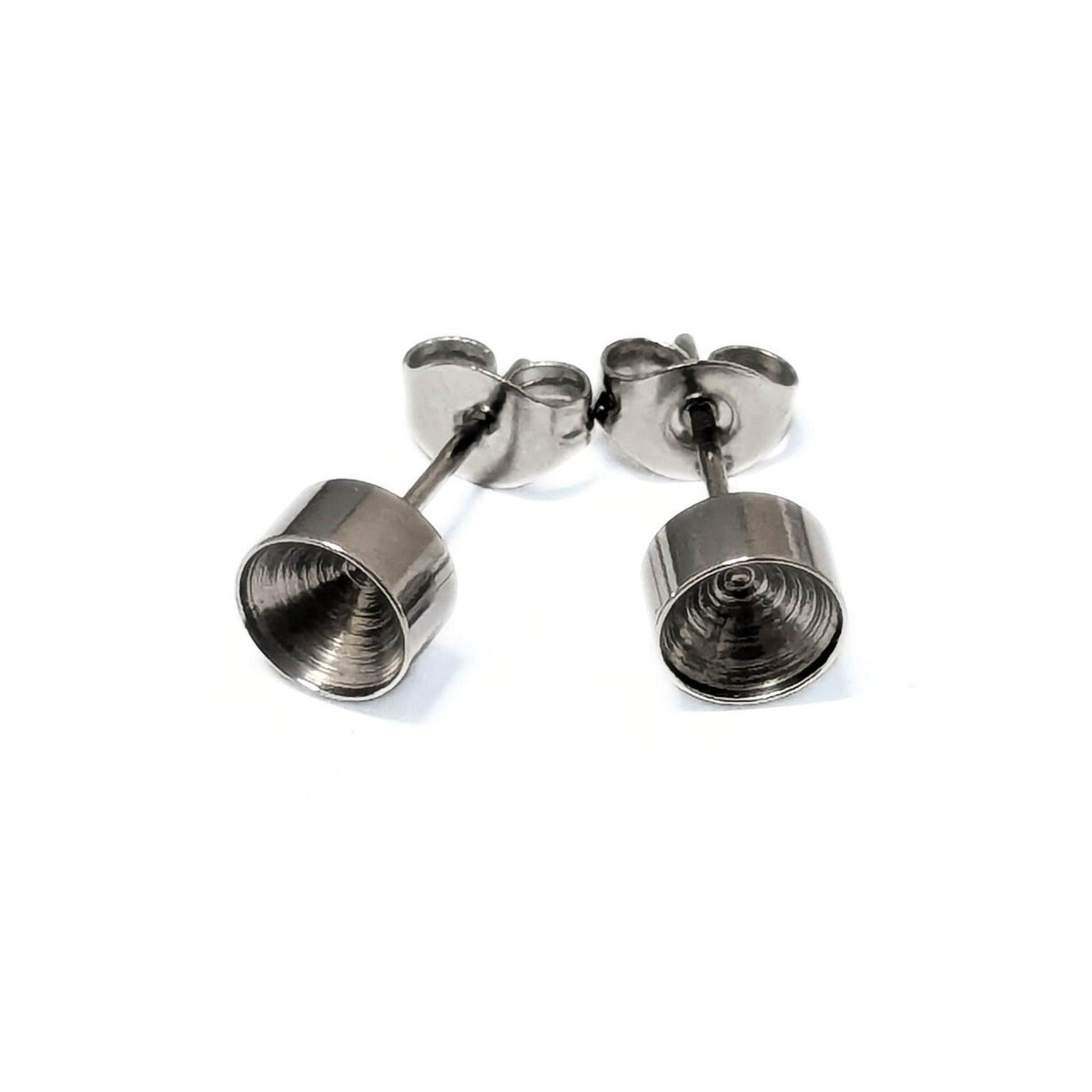 2 x Pendientes Acero Inoxidable para engaste SS20 + traseras