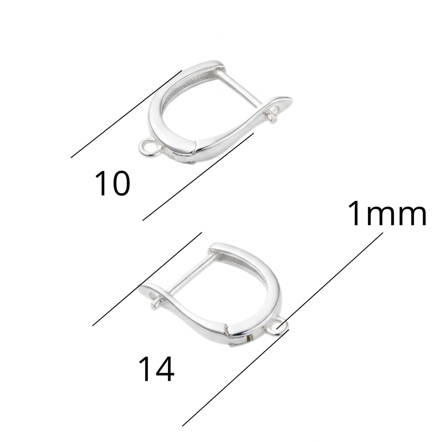 Fornituras de pendientes en plata 925 con cierre de pestillo