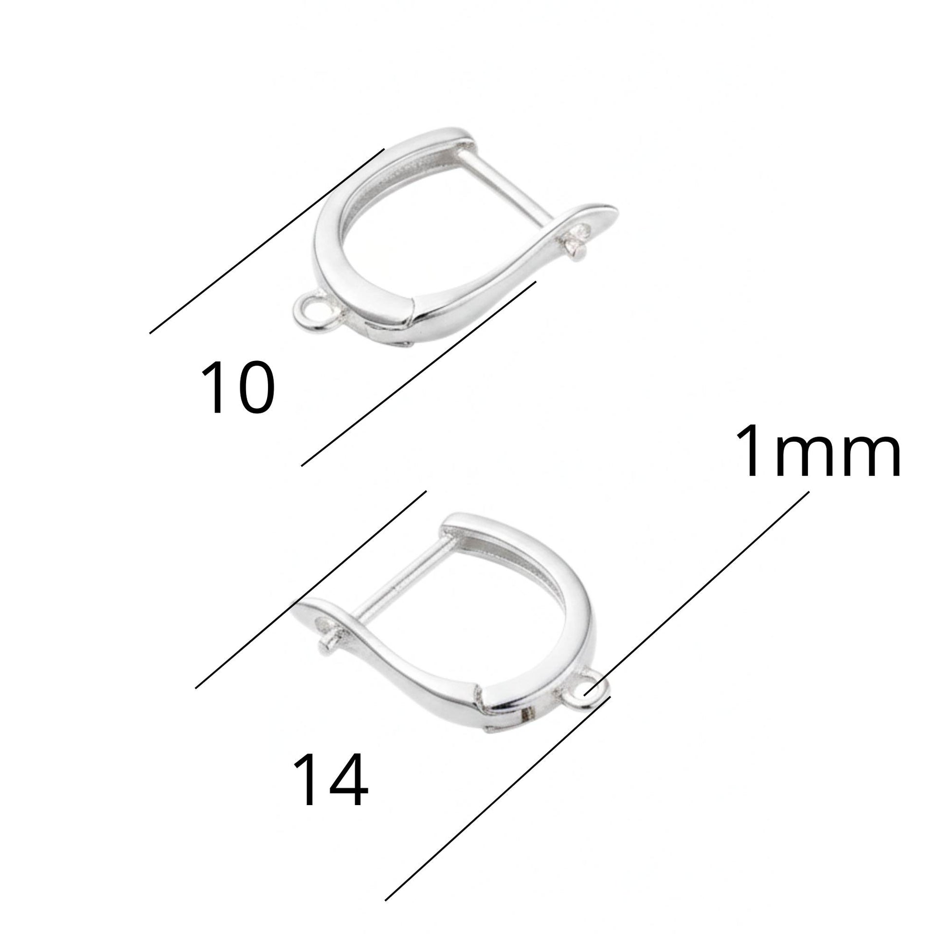 Fornituras de pendientes en plata 925 con cierre de pestillo