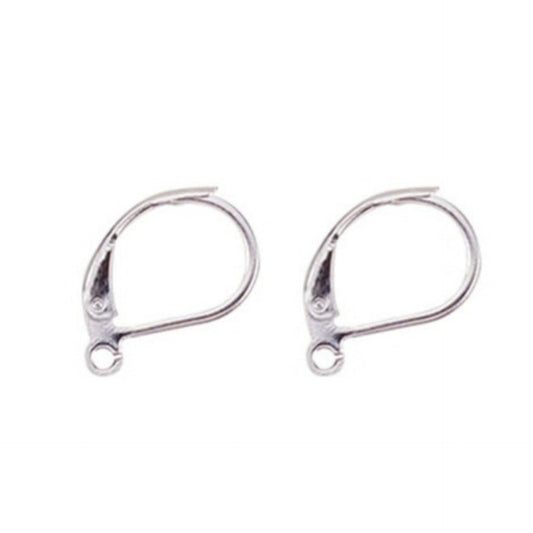 2x Pendientes Gancho Cerrado acero inoxidable plateado 10x15mm