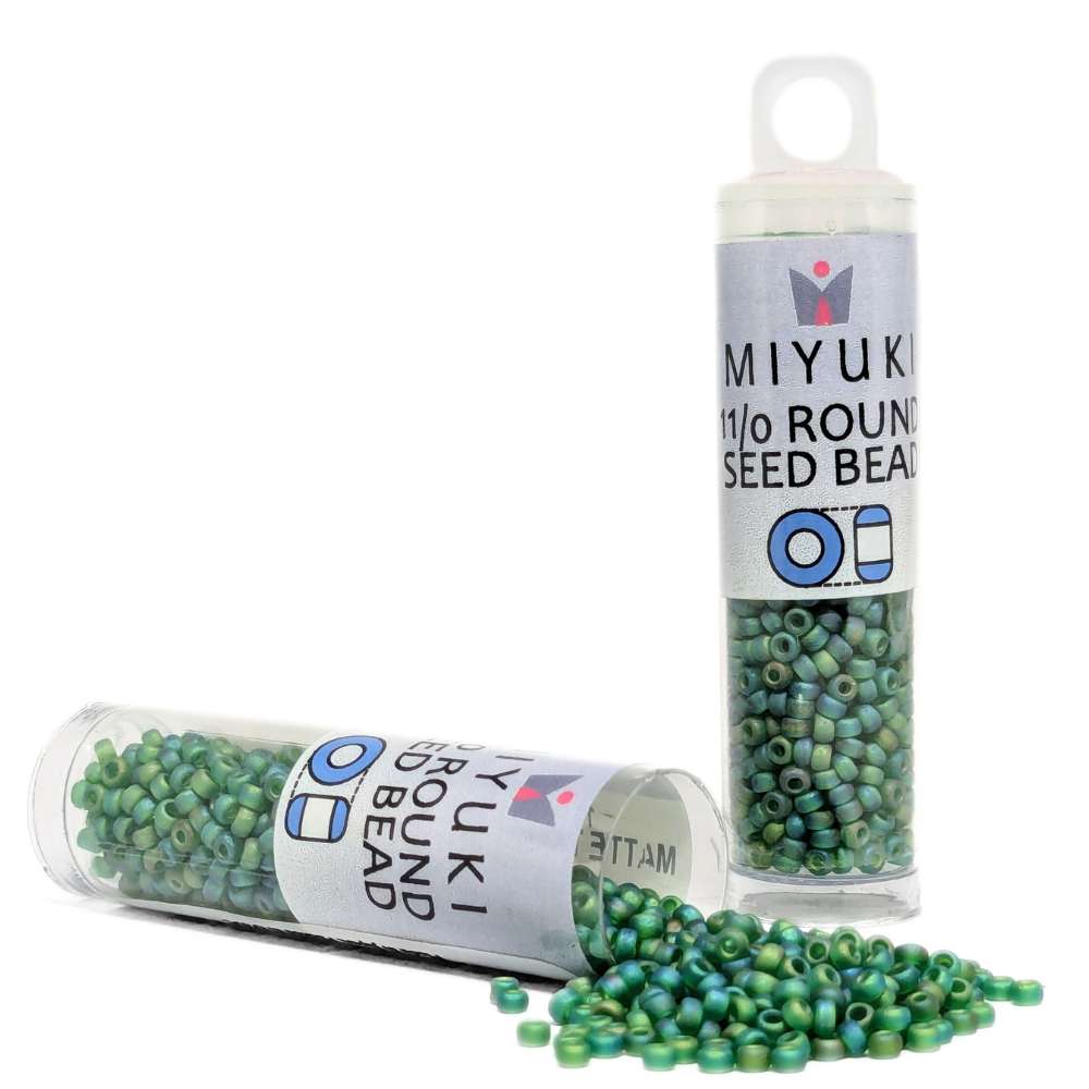 Miyuki Seed Beads Tube 11/0 "Matte Transparent Green AB" Color 146FR