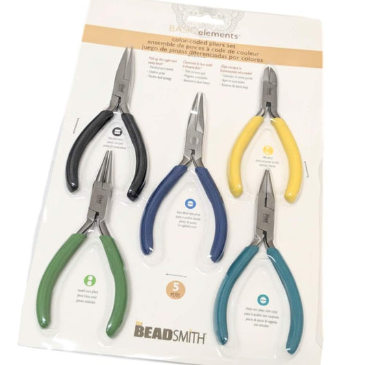 Set de 5 Alicates 100% BeadSmith con mangos de colores