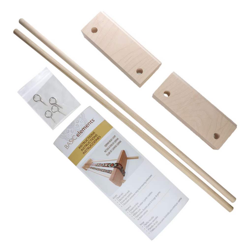 partes del telar artesanal de madera para tejido con cuentas